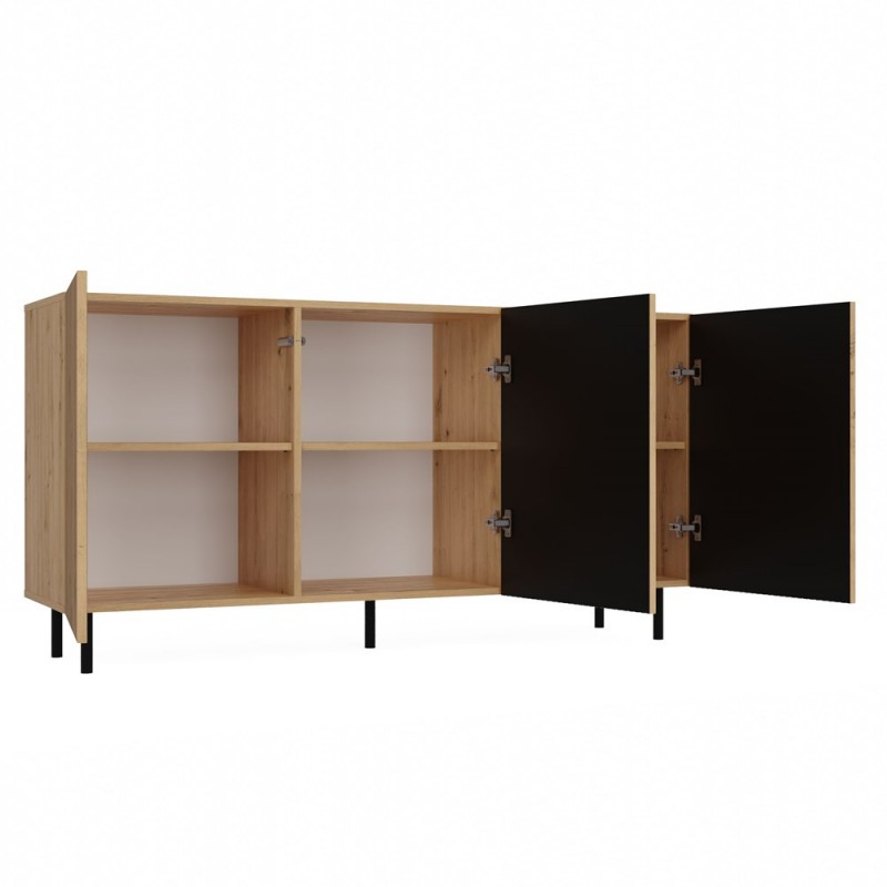 KOMODA KAMA 3 DRZWI CZERŃ/SLIM LAMELE KOMPLET