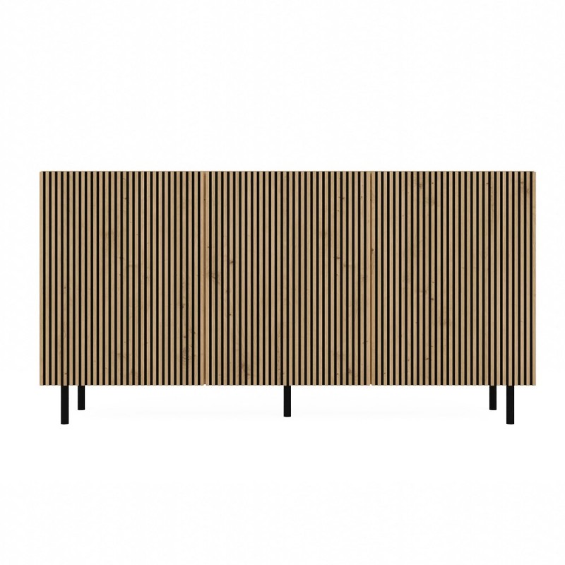 KOMODA KAMA 3 DRZWI CZERŃ/SLIM LAMELE KOMPLET