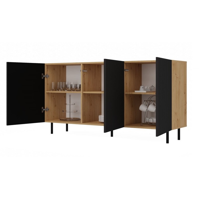 KOMODA KAMA 3 DRZWI SLIM ARTISAN/CZERŃ KOMPLET