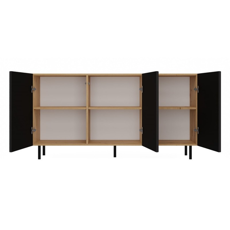 KOMODA KAMA 3 DRZWI SLIM ARTISAN/CZERŃ KOMPLET