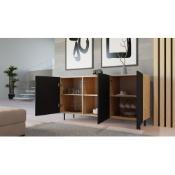 KOMODA KAMA 3 DRZWI SLIM ARTISAN/CZERŃ KOMPLET