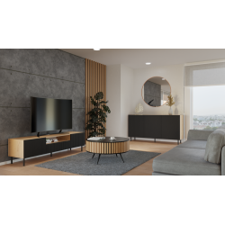 KOMODA KAMA 3 DRZWI SLIM ARTISAN/CZERŃ KOMPLET