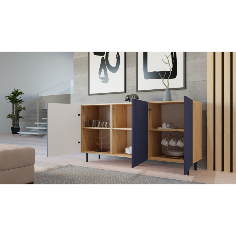 KOMODA KAMA 3 DRZWI SLIM ARTISAN/GRANAT KOMPLET