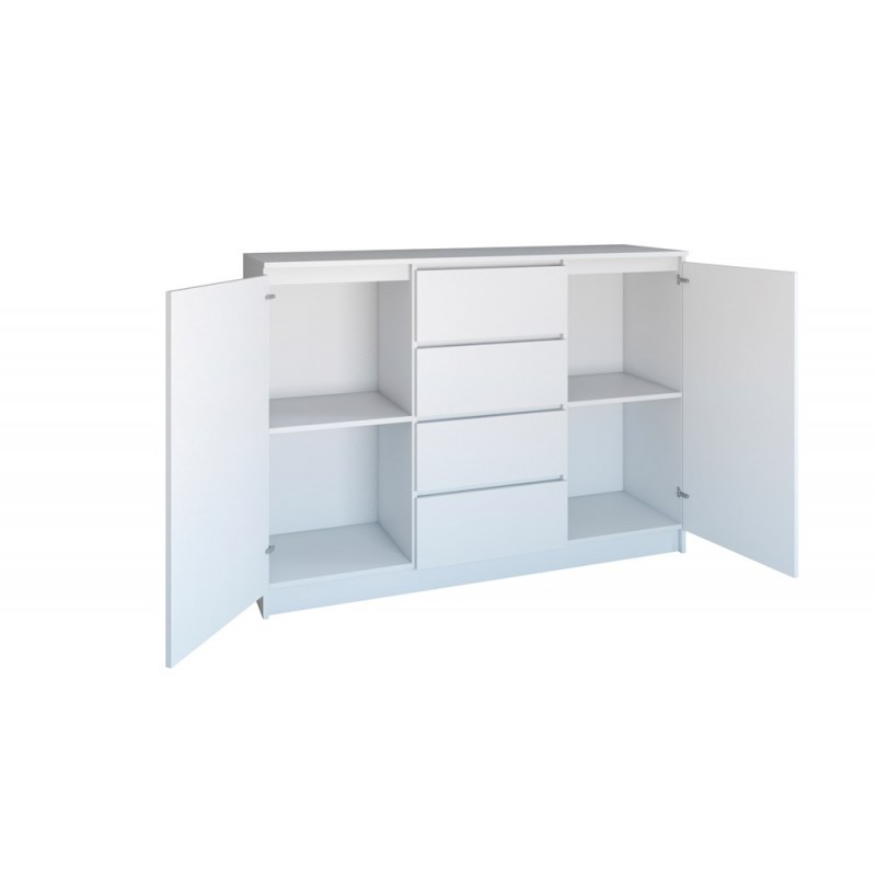 KOMODA 2 DRZWI 4 SZUFLADY BIEL KOMPLET