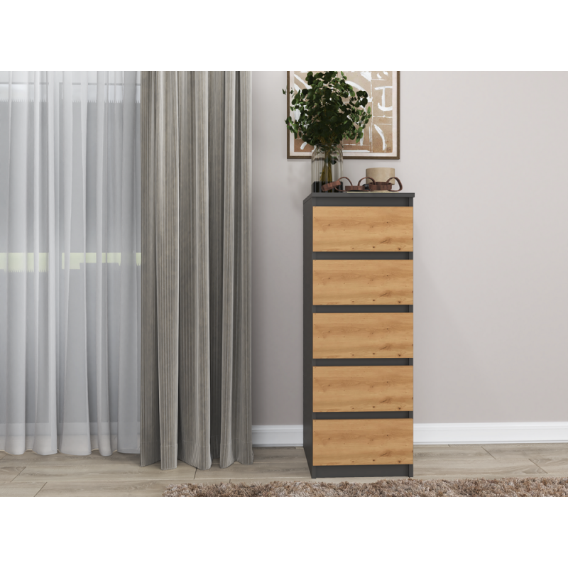 W5 KOMODA 5 SZUFLAD - ANTRACYT / ARTISAN