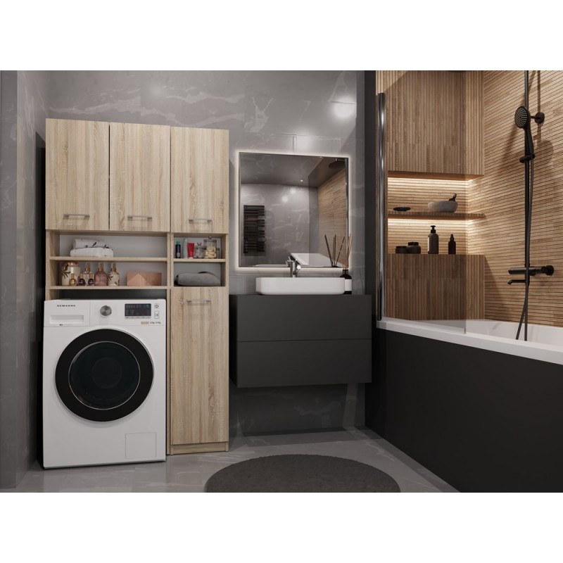 ZESTAW ŁAZIENKOWY MARPOL REGAŁ SZAFKA SŁUPEK DĄB SONOMA