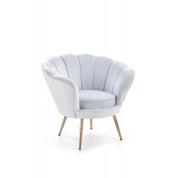 Stylowy fotel tapicerowany Sylva niebieski/złote nogi
