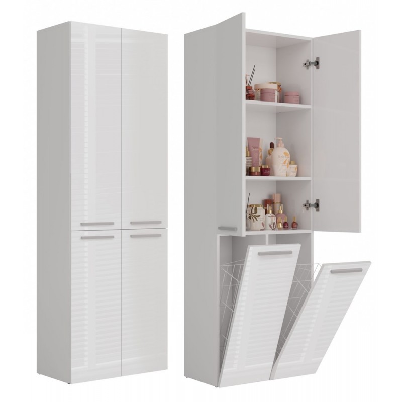 SZAFKA ŁAZIENKOWA NEL DD 2K 60CM - BIEL POŁYSK