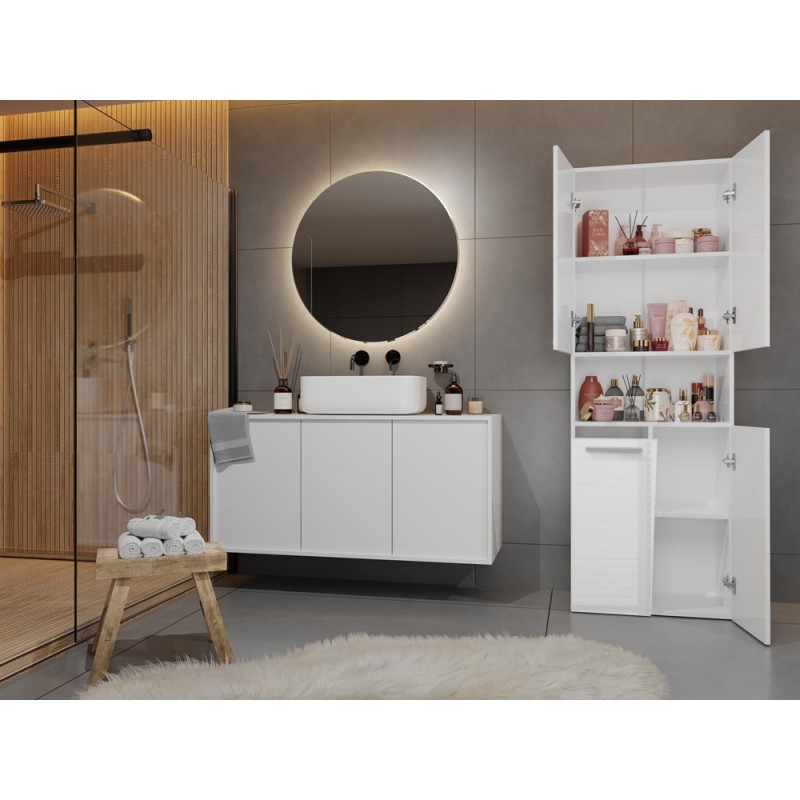 SZAFKA ŁAZIENKOWA NEL DK 1K 60CM - BIEL POŁYSK