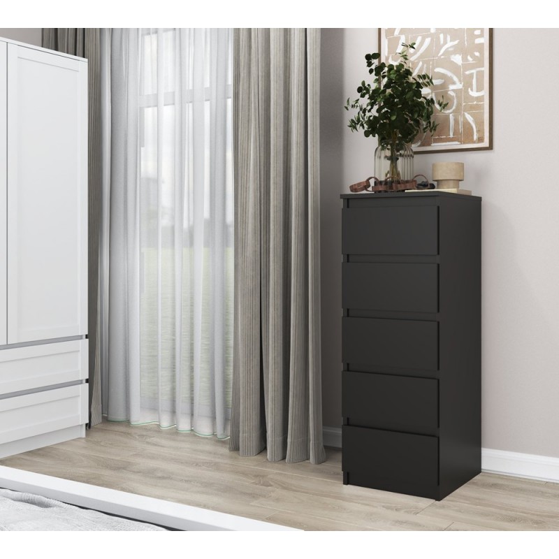 KOMODA MISTY W5 40 cm - CZARNY