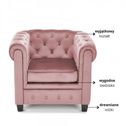 Fotel wypoczynkowy glamour Fable różowy/czarny