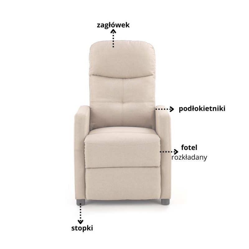 Rozkładany fotel wypoczynkowy do spania Nyx 2 beżowy