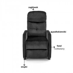 Rozkładany fotel wypoczynkowy Nyx Czarny