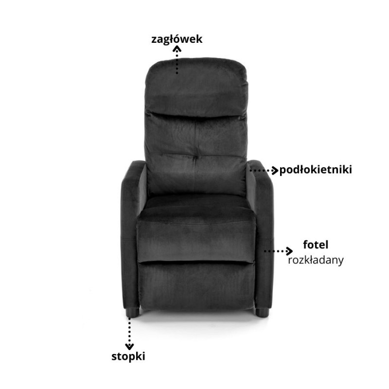 Rozkładany fotel wypoczynkowy Nyx Czarny