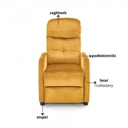 Rozkładany fotel wypoczynkowy Nyx Musztardowy