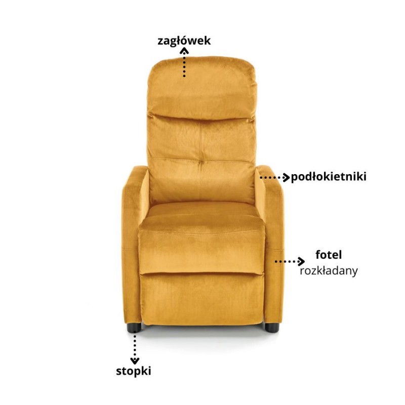 Rozkładany fotel wypoczynkowy Nyx Musztardowy
