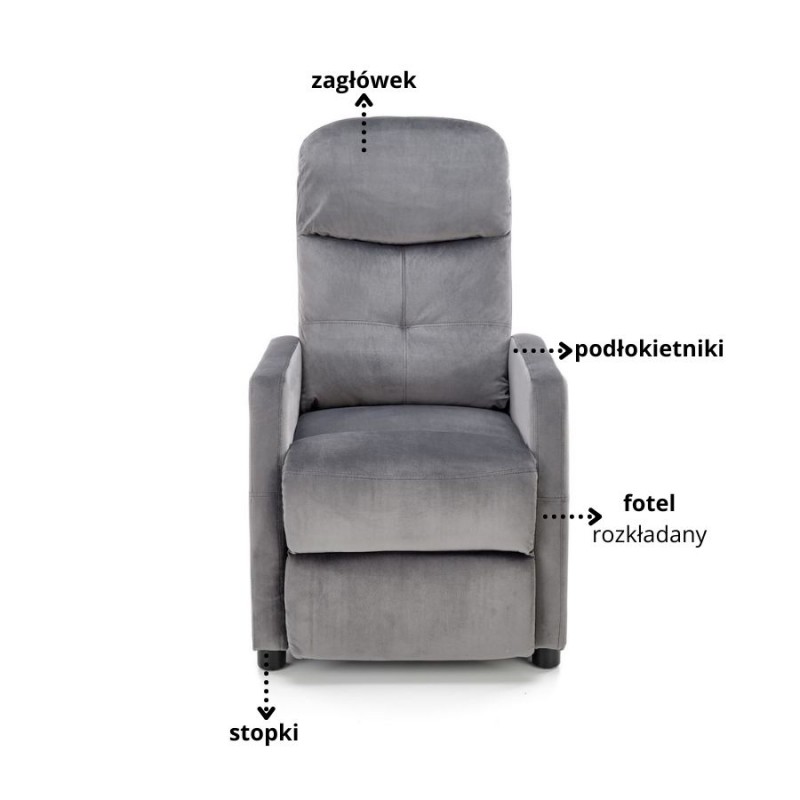 Rozkładany fotel wypoczynkowy Nyx Popielaty