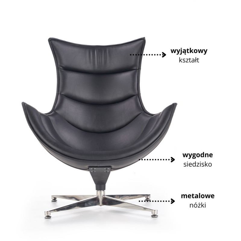 Nowoczesny fotel tapicerowany Cavern czarny