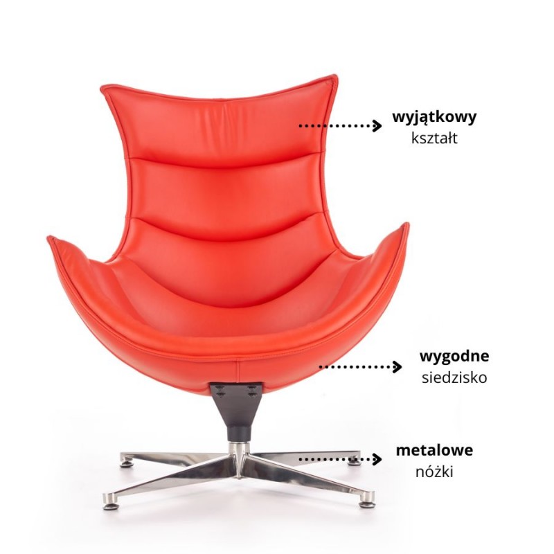 Nowoczesny fotel tapicerowany Cavern czerwony