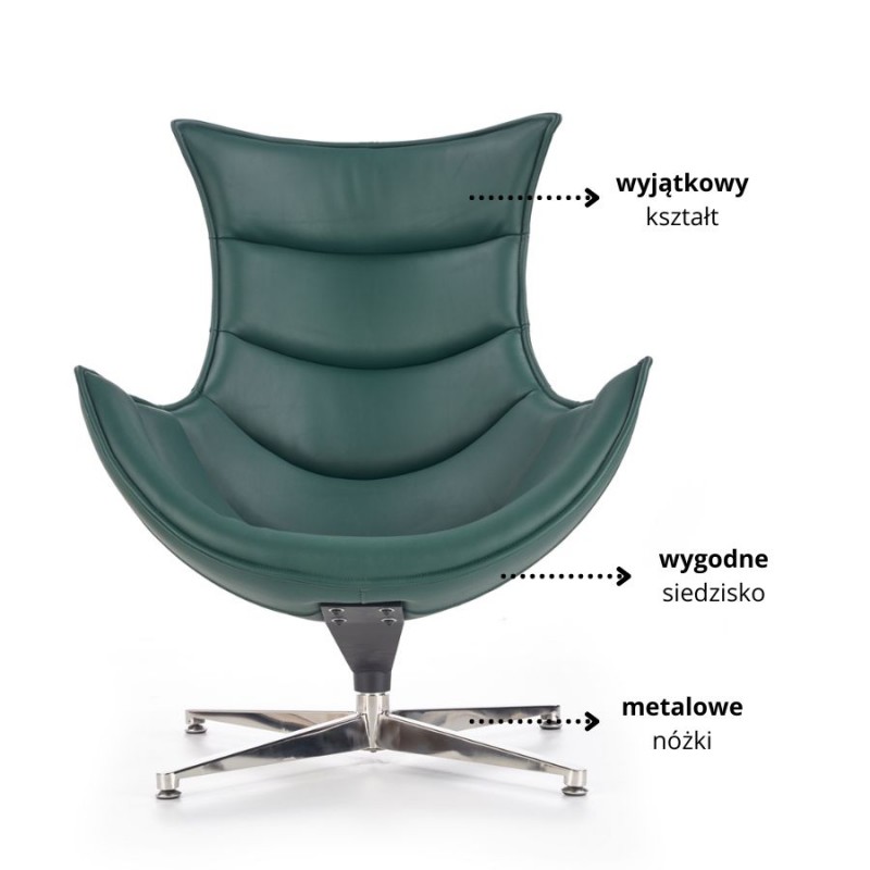 Nowoczesny fotel tapicerowany Cavern zielony
