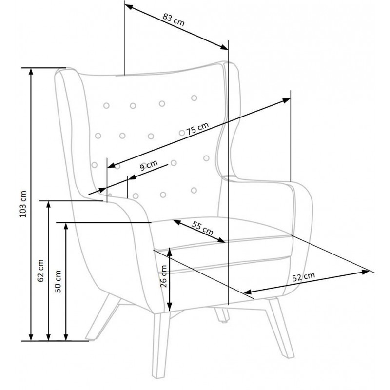 Pikowany fotel Canopy ciemno-zielony na czarnych nogach