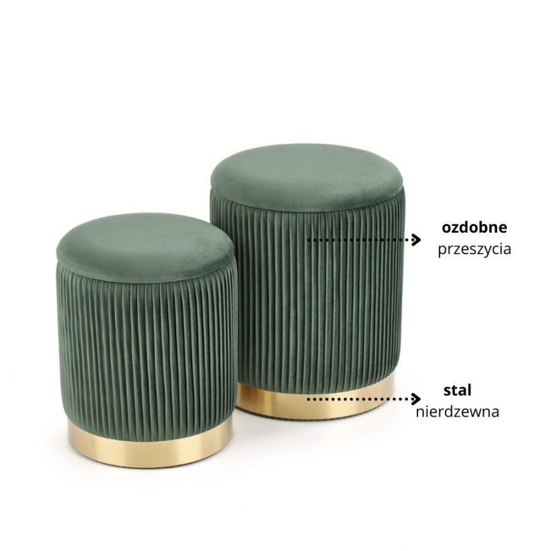 MONTY zestaw 2 puf, ciemny zielony (1p 2kpl)