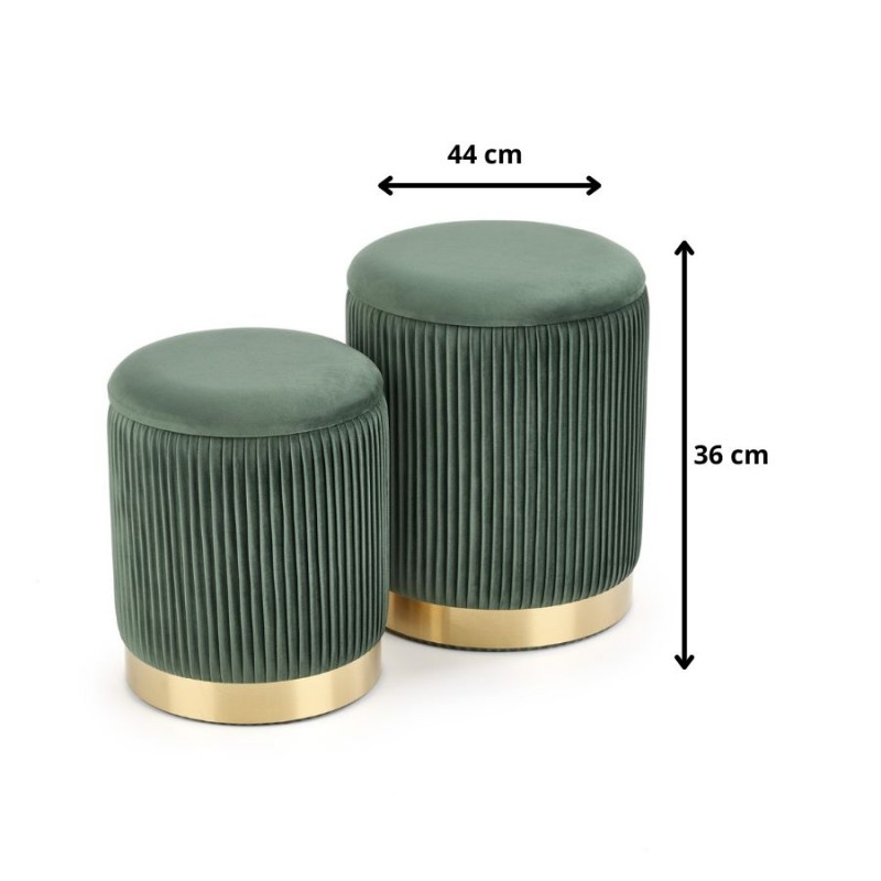 MONTY zestaw 2 puf, ciemny zielony (1p 2kpl)