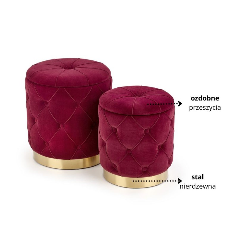 POLLY zestaw 2 puf, bordowy (1p 2kpl)