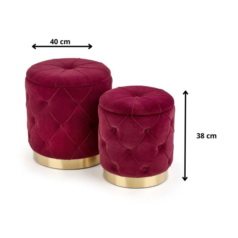 POLLY zestaw 2 puf, bordowy (1p 2kpl)