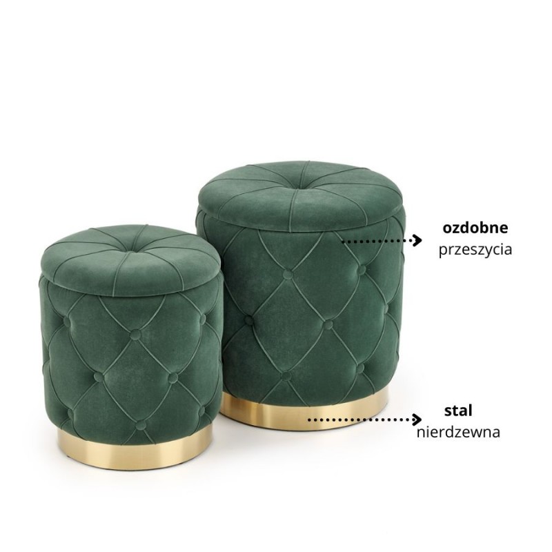 POLLY zestaw 2 puf, ciemny zielony (1p 2kpl)