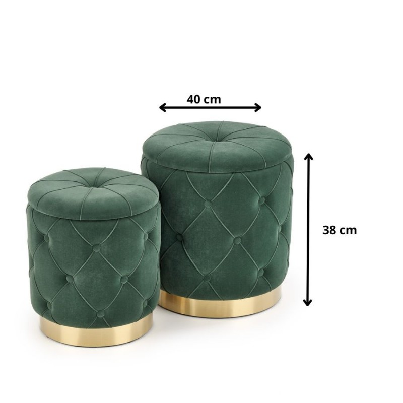 POLLY zestaw 2 puf, ciemny zielony (1p 2kpl)