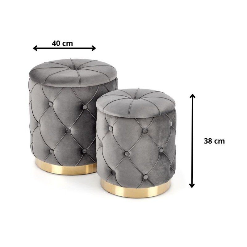 POLLY zestaw 2 puf, popiel (1p 2kpl)