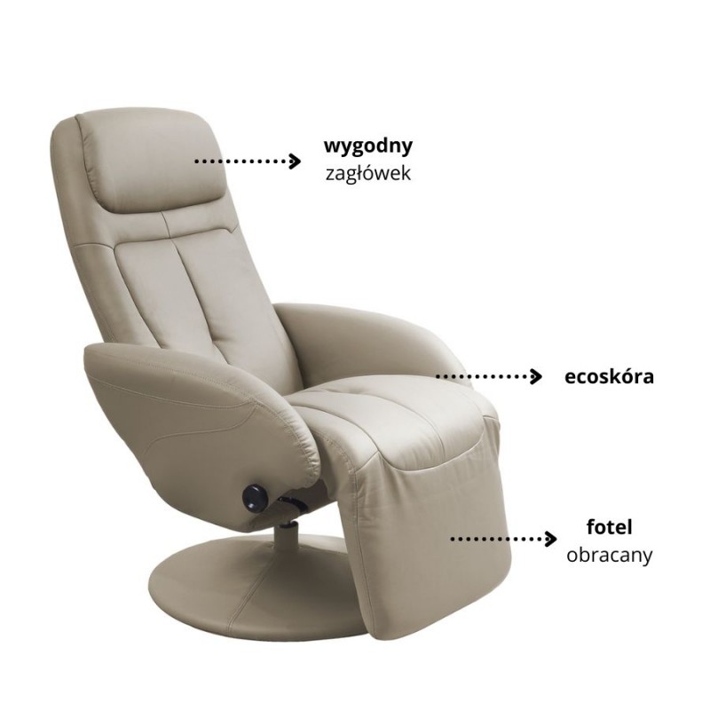 Rozkładany fotel wypoczynkowy Quill z podnóżkiem cappuccino