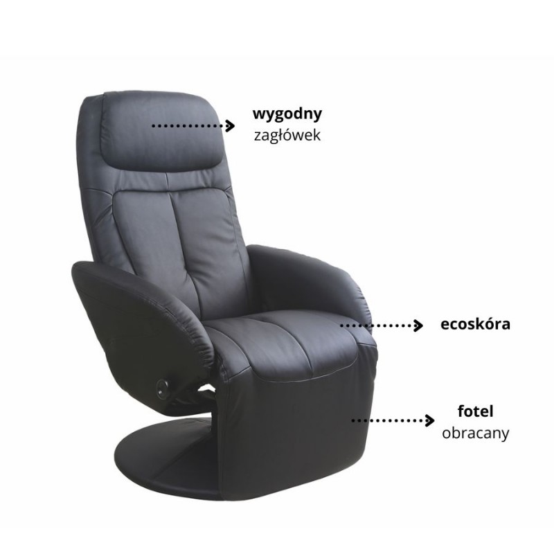 Rozkładany fotel wypoczynkowy Quill z podnóżkiem czarny