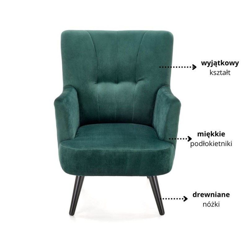 Wygodny fotel wypoczynkowy Saffron ciemnozielony