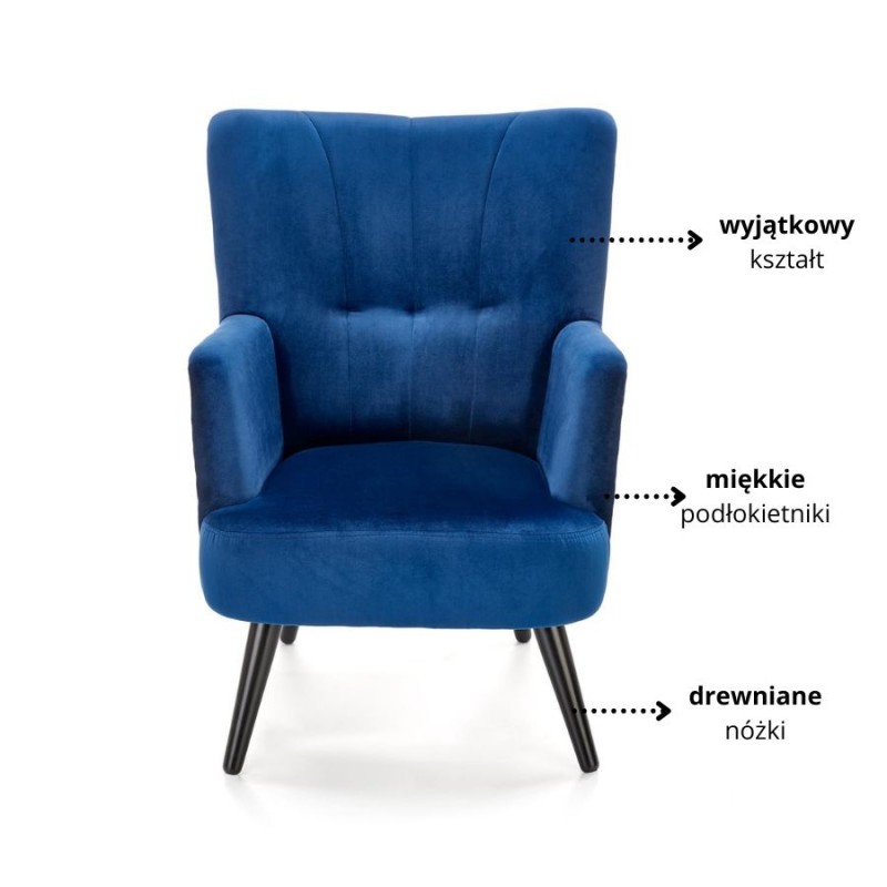 Wygodny fotel wypoczynkowy Saffron granatowy