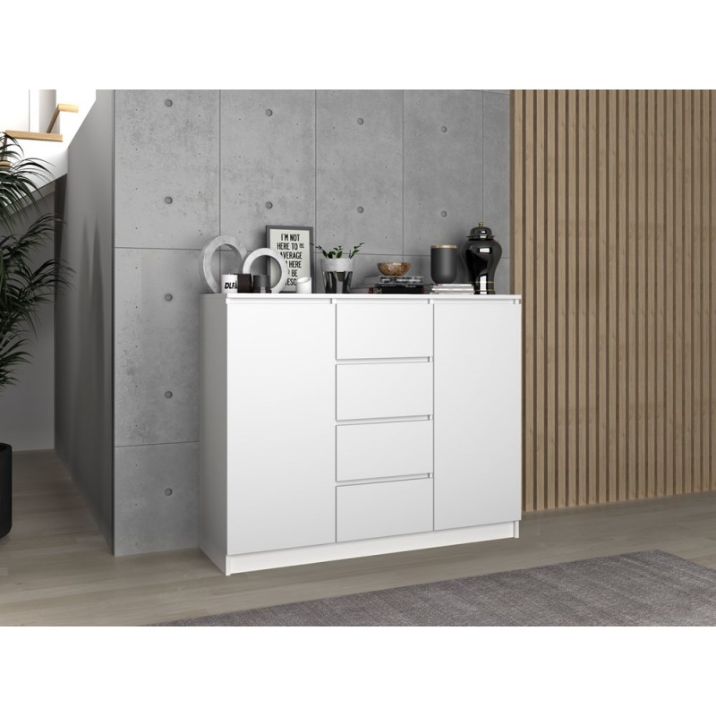 KOMODA 2 DRZWI 4 SZUFLADY BIEL KOMPLET