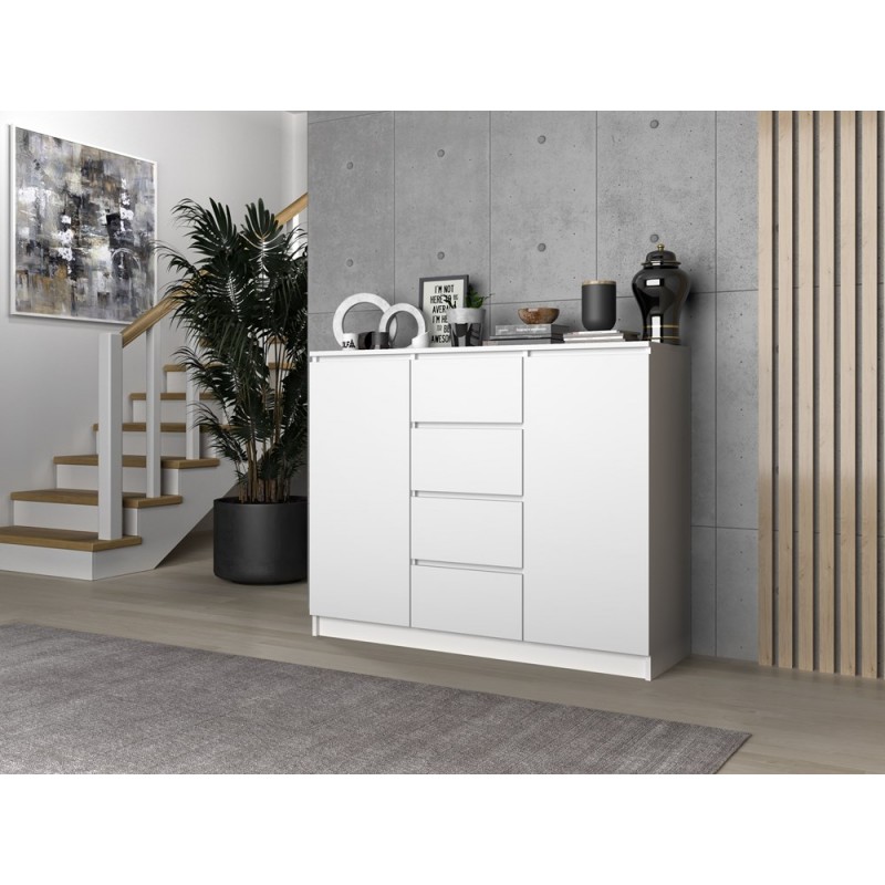 KOMODA 2 DRZWI 4 SZUFLADY BIEL KOMPLET