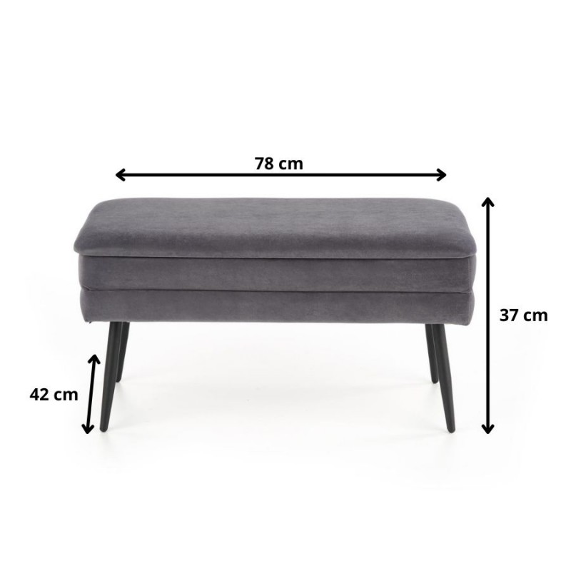 VELVA ławka popielaty/czarny (1p 1szt)