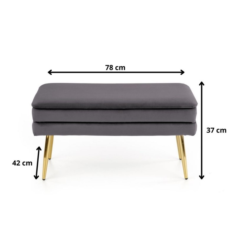 VELVA ławka popielaty/złoty (1p 1szt)