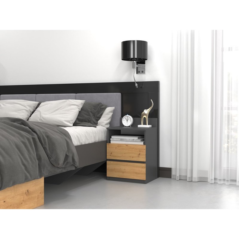 SZAFKA NOCNA MISTY M1 40 cm - ANTRACYT / DĄB ARTISAN