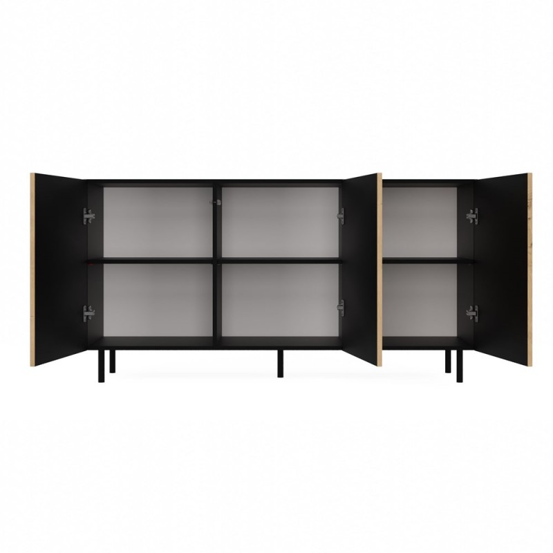 KOMODA KAMA 3 DRZWI CZERŃ/SLIM LAMELE KOMPLET