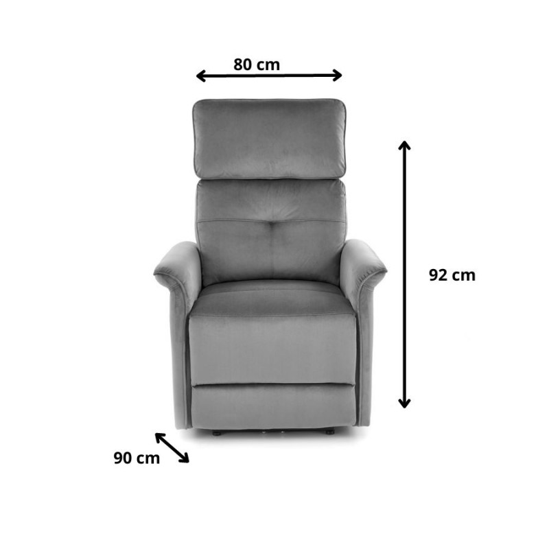 Elektrycznie rozkładany fotel Fawn popielaty