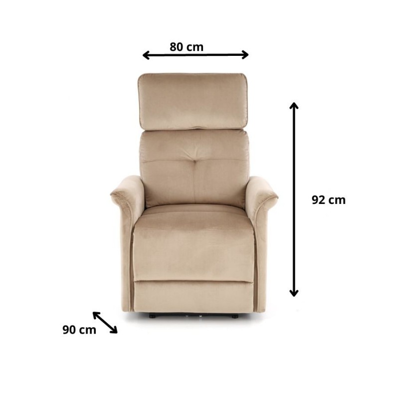 Elektrycznie rozkładany fotel Fawn beżowy