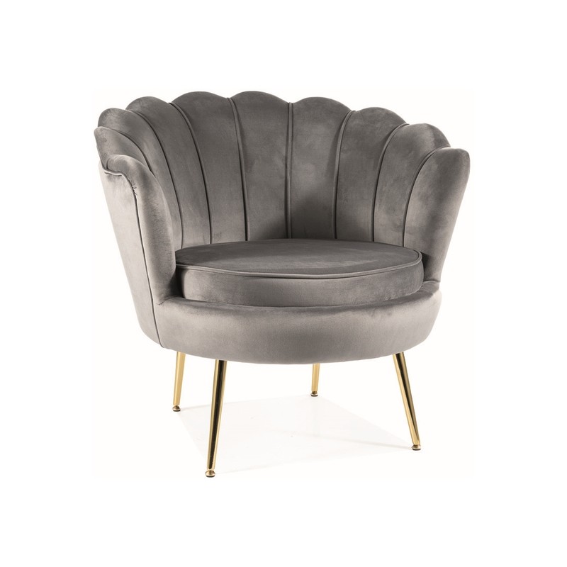 FOTEL CAMELLIA 1 VELVET SZARY BLUVEL 14/ZŁOTY