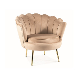 FOTEL CAMELLIA 1 VELVET BEŻOWY BLUVEL 28/ZŁOTY