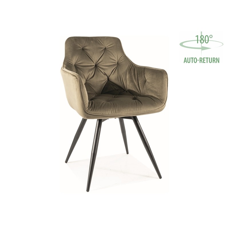 KRZESŁO MANGO VELVET STELAŻ CZARNY/BLUVEL OLIWKA 77