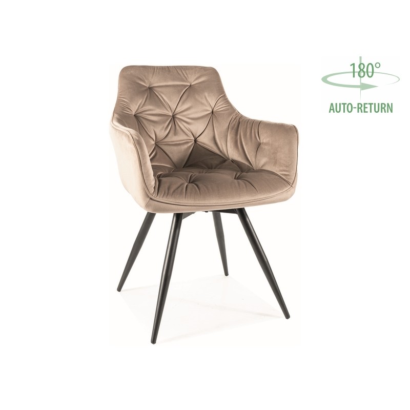 KRZESŁO MANGO VELVET STELAŻ CZARNY/BLUVEL C.BEŻ 40