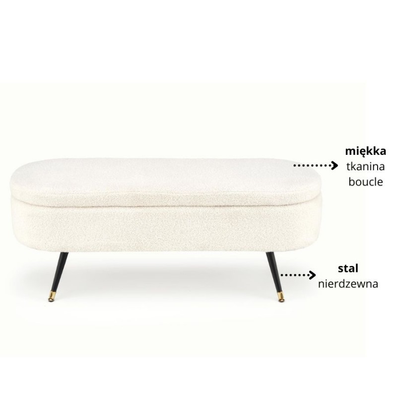 AVEIRO ławka z funkcją pojemnika, kremowy