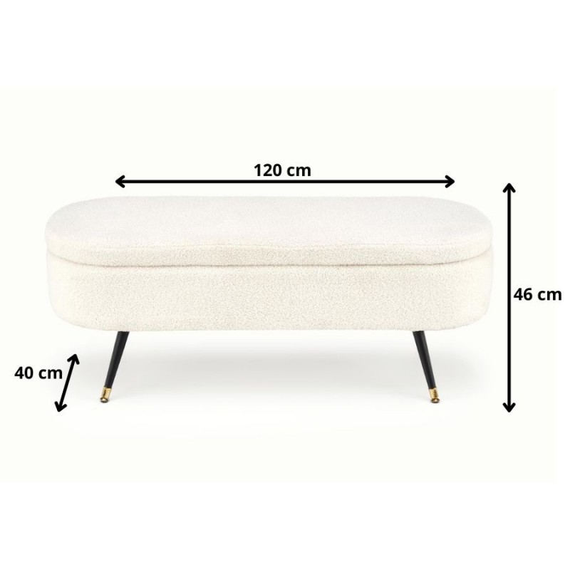 AVEIRO ławka z funkcją pojemnika, kremowy